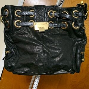 jimmy choo bag black with gold trim